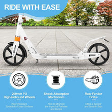 Load image into Gallery viewer, 3 Adjustable Height Kids Adults Kick Scooter Foldable 2 Wheels Wide Deck Rear Fender Brake 33.1x14.9x13.8inch