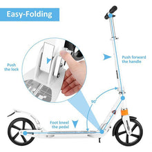 Load image into Gallery viewer, 3 Adjustable Height Kids Adults Kick Scooter Foldable 2 Wheels Wide Deck Rear Fender Brake 33.1x14.9x13.8inch