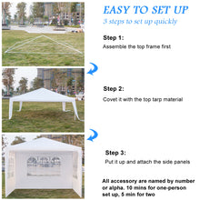 Load image into Gallery viewer, 3*3m Three Sides Waterproof Tent with Spiral Tubes White for Household Wedding camping, parking and other parties