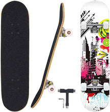 Load image into Gallery viewer, Pro Complete Skateboards for Beginners Adults Youths 7 Layers Deck Maple Wood Longboards