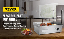 Load image into Gallery viewer, VEVOR Electric Countertop Griddle with Drawer & Cooling Holes Stainless Steel Flat Top Grill for BBQ Cooking Steak, Pancakes etc