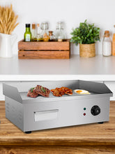 Load image into Gallery viewer, VEVOR Electric Countertop Griddle with Drawer & Cooling Holes Stainless Steel Flat Top Grill for BBQ Cooking Steak, Pancakes etc