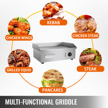 Load image into Gallery viewer, VEVOR Electric Countertop Griddle with Drawer & Cooling Holes Stainless Steel Flat Top Grill for BBQ Cooking Steak, Pancakes etc