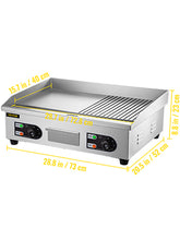 Load image into Gallery viewer, VEVOR Electric Countertop Griddle with Drawer & Cooling Holes Stainless Steel Flat Top Grill for BBQ Cooking Steak, Pancakes etc