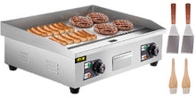 Load image into Gallery viewer, VEVOR Electric Countertop Griddle with Drawer & Cooling Holes Stainless Steel Flat Top Grill for BBQ Cooking Steak, Pancakes etc