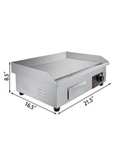 Load image into Gallery viewer, VEVOR Electric Countertop Griddle with Drawer & Cooling Holes Stainless Steel Flat Top Grill for BBQ Cooking Steak, Pancakes etc