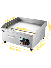 Load image into Gallery viewer, VEVOR Electric Countertop Griddle with Drawer & Cooling Holes Stainless Steel Flat Top Grill for BBQ Cooking Steak, Pancakes etc