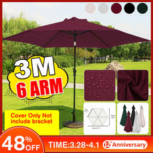 Load image into Gallery viewer, 2.7M/3M 6 Arm Garden Parasol Canopy Cover Waterproof Anti UV Outdoor Patio Awning No Bracket