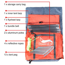 Load image into Gallery viewer, Fox Backpacking Camping Tent, Lightweight 1-3 Person Tent Double Layer Waterproof Portable Aluminum Poles
