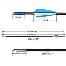 Load image into Gallery viewer, 6m Fibmerglass Arrows Spine for Recurve Compound Bows Outdoor Sport Archery Hunting Practice
