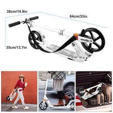 Load image into Gallery viewer, 3 Adjustable Height Kids Adults Kick Scooter Foldable 2 Wheels Wide Deck Rear Fender Brake 33.1x14.9x13.8inch
