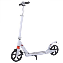 Load image into Gallery viewer, Adult Children Adjustable Height Foldable Kick Scooter PU Wheels Wide Deck 33.9-40.2inch Black White
