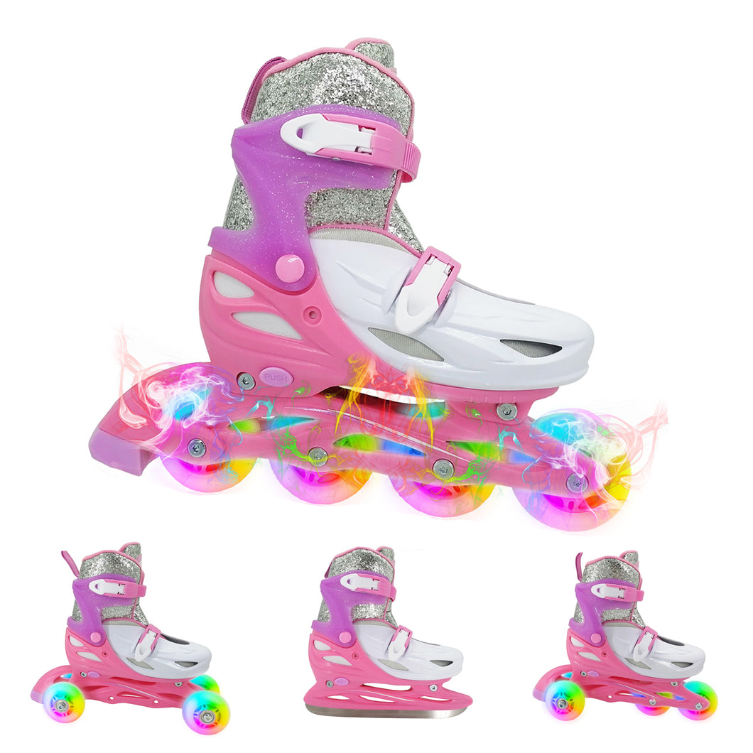 2020 4 in 1 Adjustable Inline Kids Flashing Roller Skates Four