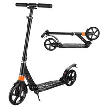 Load image into Gallery viewer, 3 Adjustable Height Kids Adults Kick Scooter Foldable 2 Wheels Wide Deck Rear Fender Brake 33.1x14.9x13.8inch
