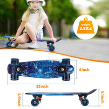 Load image into Gallery viewer, 22 inch Skateboard Cruiser Board Retro Longboard Skate Graphic Galaxy Boy Girl Led Light
