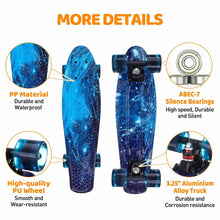 Load image into Gallery viewer, 22 inch Skateboard Cruiser Board Retro Longboard Skate Graphic Galaxy Boy Girl Led Light
