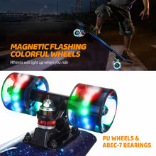 Load image into Gallery viewer, 22 inch Skateboard Cruiser Board Retro Longboard Skate Graphic Galaxy Boy Girl Led Light
