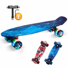 Load image into Gallery viewer, 22 inch Skateboard Cruiser Board Retro Longboard Skate Graphic Galaxy Boy Girl Led Light
