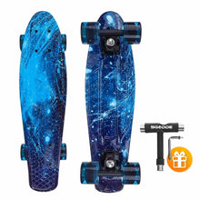 Load image into Gallery viewer, 22 inch Skateboard Cruiser Board Retro Longboard Skate Graphic Galaxy Boy Girl Led Light
