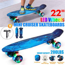 Load image into Gallery viewer, 22 inch Skateboard Cruiser Board Retro Longboard Skate Graphic Galaxy Boy Girl Led Light
