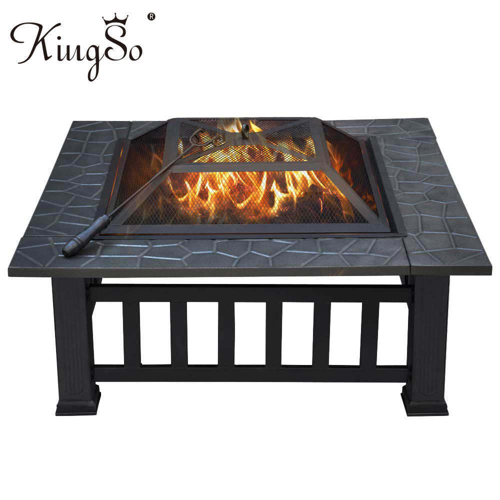 32Inch Cast Iron Large Fire Pits Modern Stylish BBQ Burn Pit for Garden Patio