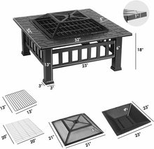 Load image into Gallery viewer, 32Inch Cast Iron Large Fire Pits Modern Stylish BBQ Burn Pit for Garden Patio
