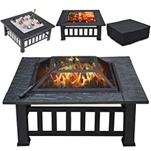 Load image into Gallery viewer, 32Inch Cast Iron Large Fire Pits Modern Stylish BBQ Burn Pit for Garden Patio
