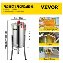 Load image into Gallery viewer, VEVOR Honey Extractor 2 3 4 Frame Manual Electric Stainless Steel  Spinner Crank Honey Centrifuge
