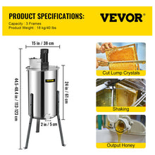 Load image into Gallery viewer, VEVOR Honey Extractor 2 3 4 Frame Manual Electric Stainless Steel  Spinner Crank Honey Centrifuge
