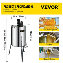 Load image into Gallery viewer, VEVOR Honey Extractor 2 3 4 Frame Manual Electric Stainless Steel  Spinner Crank Honey Centrifuge
