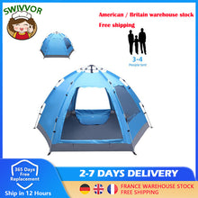 Load image into Gallery viewer, 3-4 Person Automatic Family Tent Instant Pop Up Waterproof for Camping Hiking Travel Outdoor Activities Camping Tent
