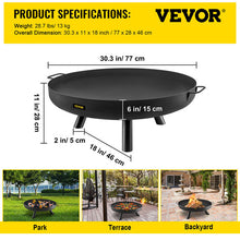 Load image into Gallery viewer, VEVOR Fire Pit Bowl BBQ Stove Carbon Steel / Cast Iron for Keeping Warm, Outdoor Patios Terrace Backyard Barbecue
