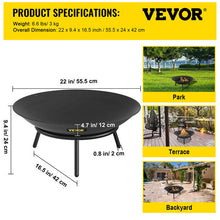 Load image into Gallery viewer, VEVOR Fire Pit Bowl BBQ Stove Carbon Steel / Cast Iron for Keeping Warm, Outdoor Patios Terrace Backyard Barbecue
