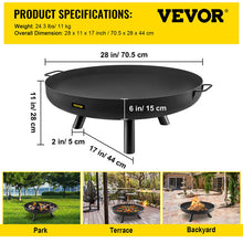 Load image into Gallery viewer, VEVOR Fire Pit Bowl BBQ Stove Carbon Steel / Cast Iron for Keeping Warm, Outdoor Patios Terrace Backyard Barbecue
