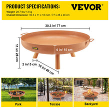 Load image into Gallery viewer, VEVOR Fire Pit Bowl BBQ Stove Carbon Steel / Cast Iron for Keeping Warm, Outdoor Patios Terrace Backyard Barbecue
