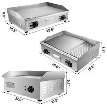 Load image into Gallery viewer, VEVOR Electric Countertop Griddle with Drawer &amp; Cooling Holes Stainless Steel Flat Top Grill for BBQ Cooking Steak, Pancakes etc
