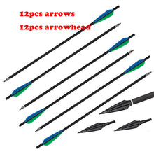 Load image into Gallery viewer, 12PCS Carbon Crossbow OD 8.8mm Moon Nock Hunting Crossbow Arrows
