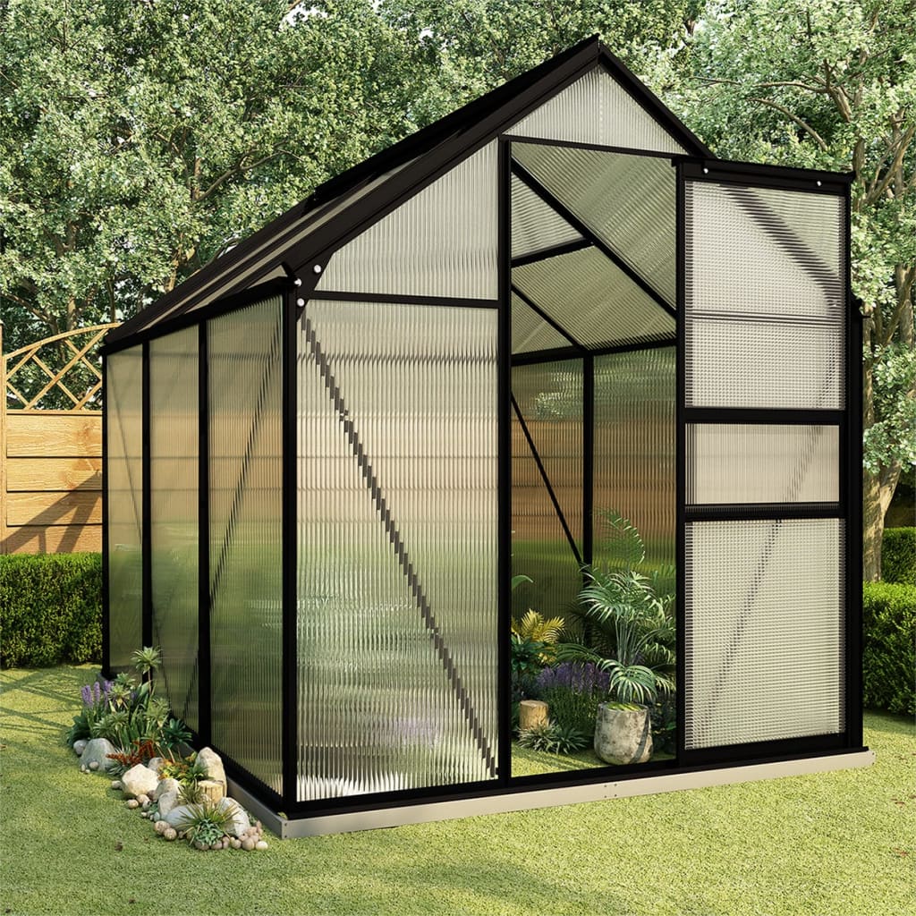 74.8" x 74.8" x 79.5" Walk-in Greenhouse with Aluminum Frame,Polycarbonate Garden Greenhouse Kit with Roof Vent and Rain Gutter