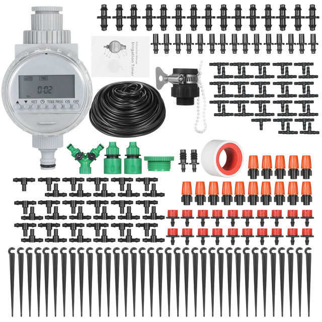 KKmoon Plant Watering Drip Irrigation Kit DIY with Electronic Automatic Irrigation Timer Nozzles Misters Dripper