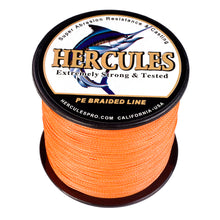 Load image into Gallery viewer, Hercules Pesca 4 Strands PE Braided Fishing Line Orange 100M 300M 500M 1000M 1500M 2000M Vissen Cord Wire
